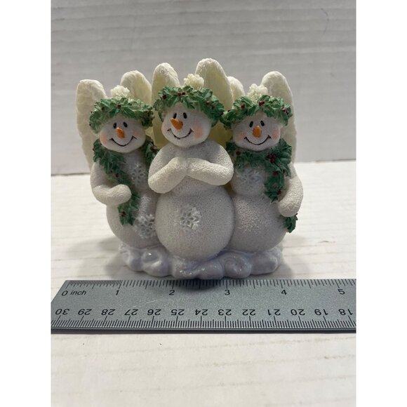 Trio of Snowmen Angel Figurine Table Mantel Decor by Gantz - Picture 9 of 10